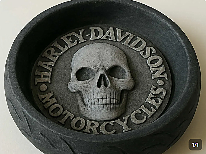 MINI PORTA CHAVES PNEU HARLEY COM CAVEIRA