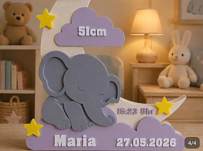 DECORAÇÃO PARA QUARTO DE BEBE ELEFANTINHO NA LUA