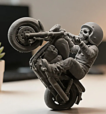 ESTATUETA MOTOQUERO CAVEIRA EMPINANDO
